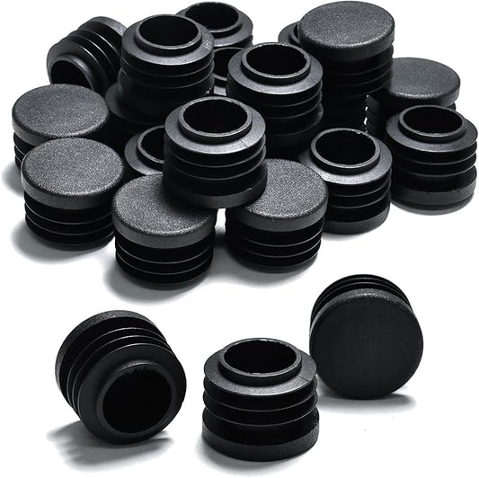 7/8" Plastic Hole Plugs Black -Round Chair Leg Caps, Flush Mount Pipe Plugs by EASYEAH