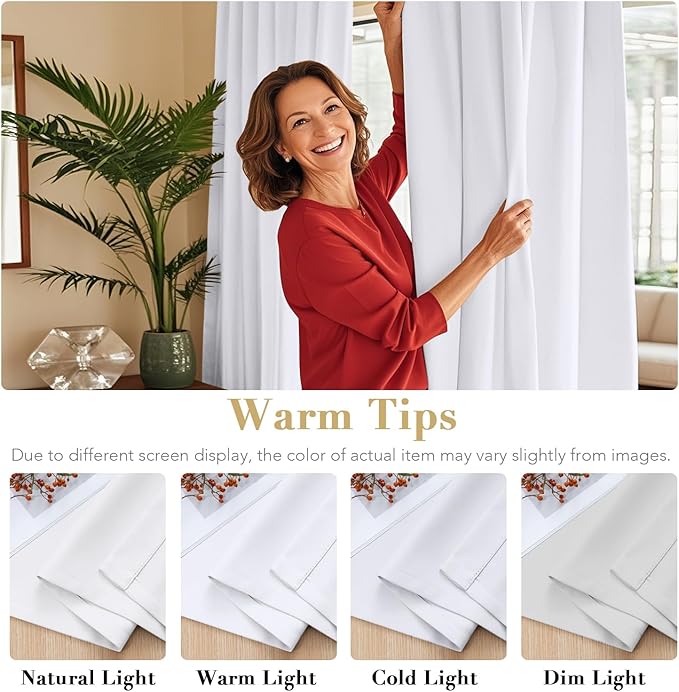 H.VERSAILTEX White Curtains Thermal Insulated Window Treatment Panels Room - Image 3