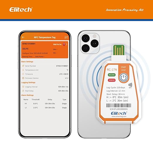 Elitech 20Pack USB/NFC PDF Data Logger Recorder Single-use Disposable, - Image 2