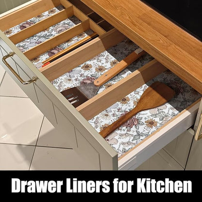 Floral Drawer Shelf Liners, Non Adhesive and Strong Non-Slip Cabinet Drawer - Image 4