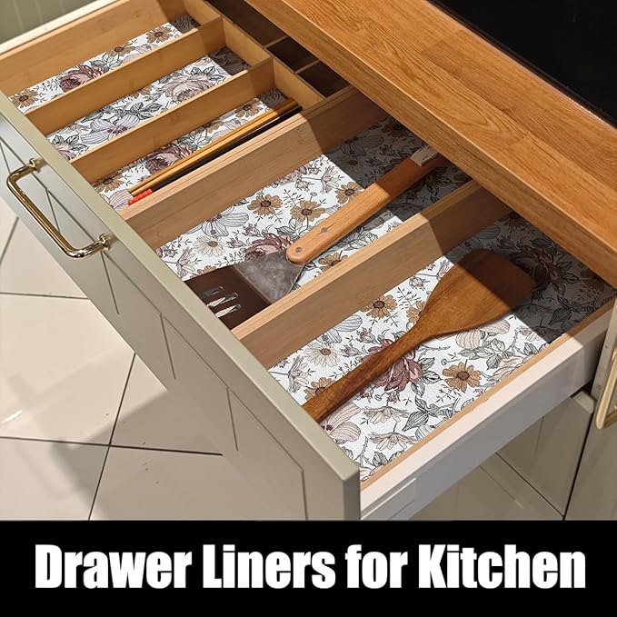 Floral Drawer Shelf Liners, 16IN x 20FT Non Adhesive and Strong Non-Slip - Image 3