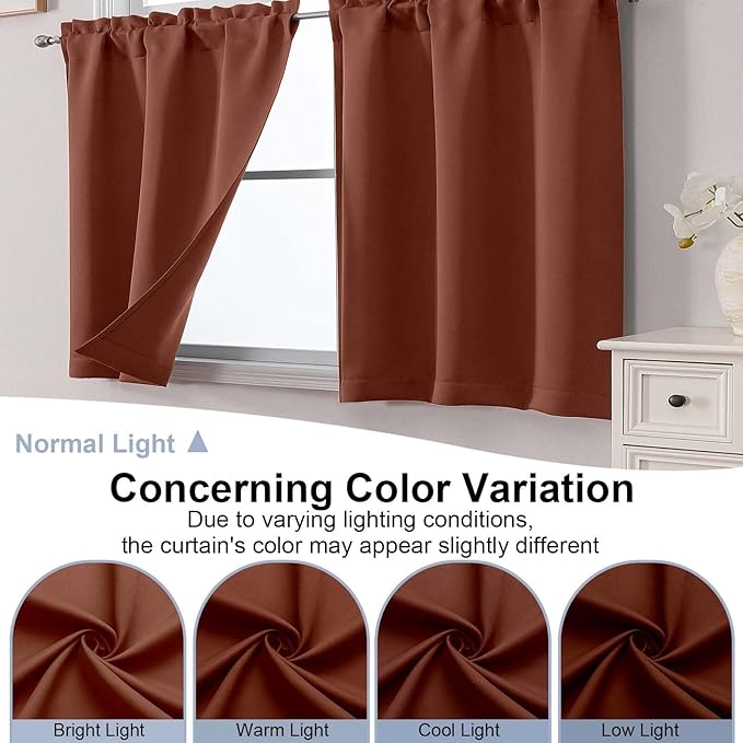 Chyhomenyc Terracotta Short Blackout Curtains 45 Inch Length, Small Kitchen - Image 8