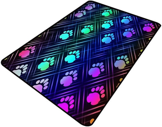 Floor Covering, Colorful Animal Paw Printed Patterns, Moisture Barrier Area Rugs by Snarena