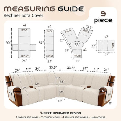 Arfntevss Waterproof Recliner Sectional Couch Covers - Image 5