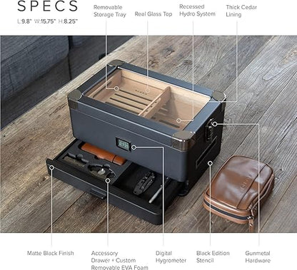 CASE ELEGANCE Military Glass Top Humidor - Image 6