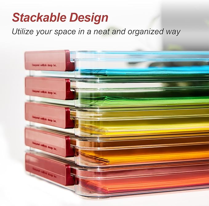 A4 Storage File Box 9 X 13 Clear Stackable Slim Plastic Portable Project Case - Image 4
