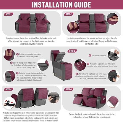 TAOCOCO 100% Waterproof Loveseat Recliner Cover - Image 7