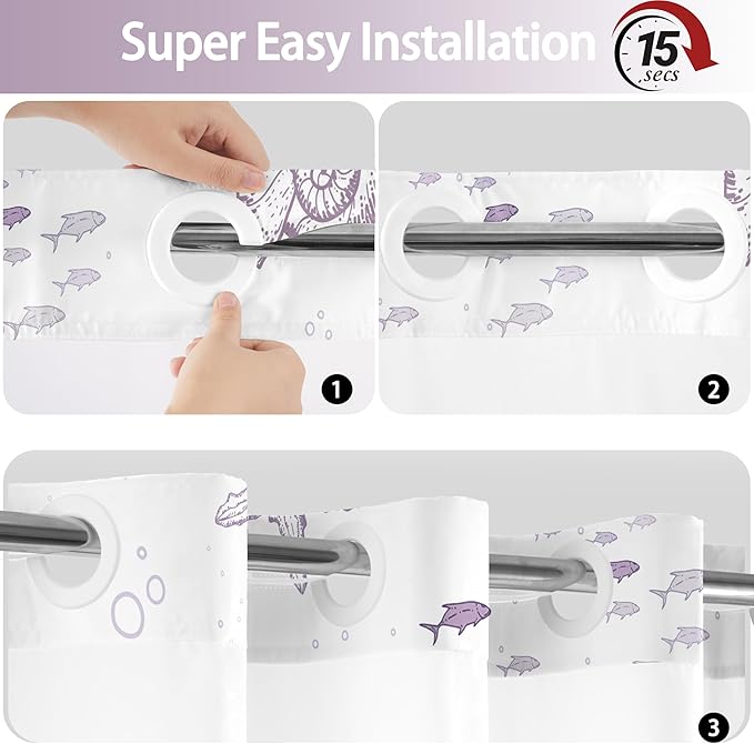Extra Long No Hook Shower Curtain - Image 6