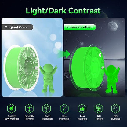Creality Glow in The Dark Hyper PLA Filament, 3D Printer Filament Bundle - Image 9