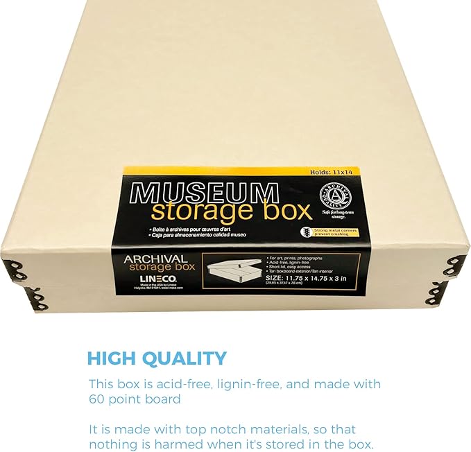 Lineco Museum Archival Storage Box, 11.75x14.75x3 in. Drop Front Design. - Image 5