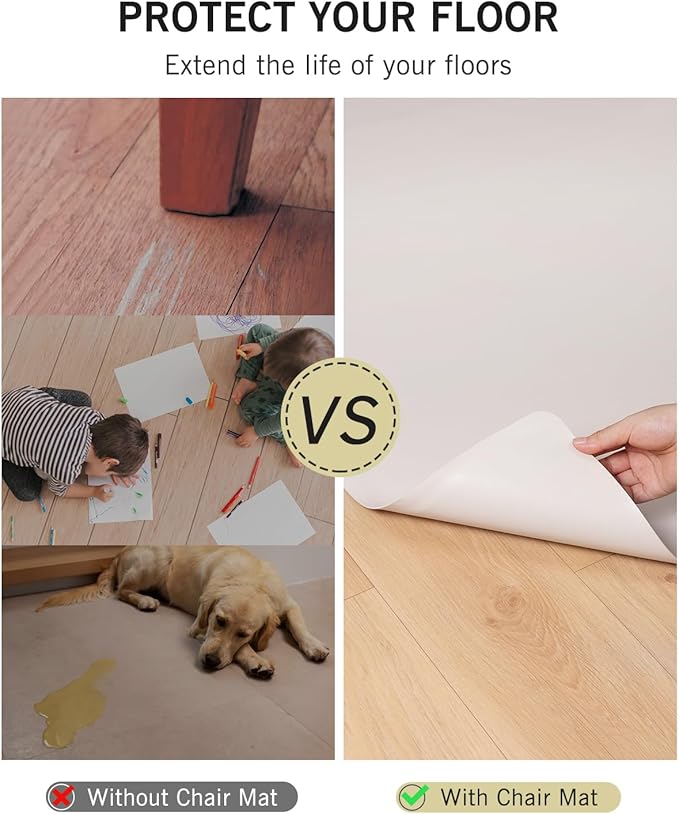 Beige Vinyl Floor Mat for Home, Under Dining Room Table - Image 2