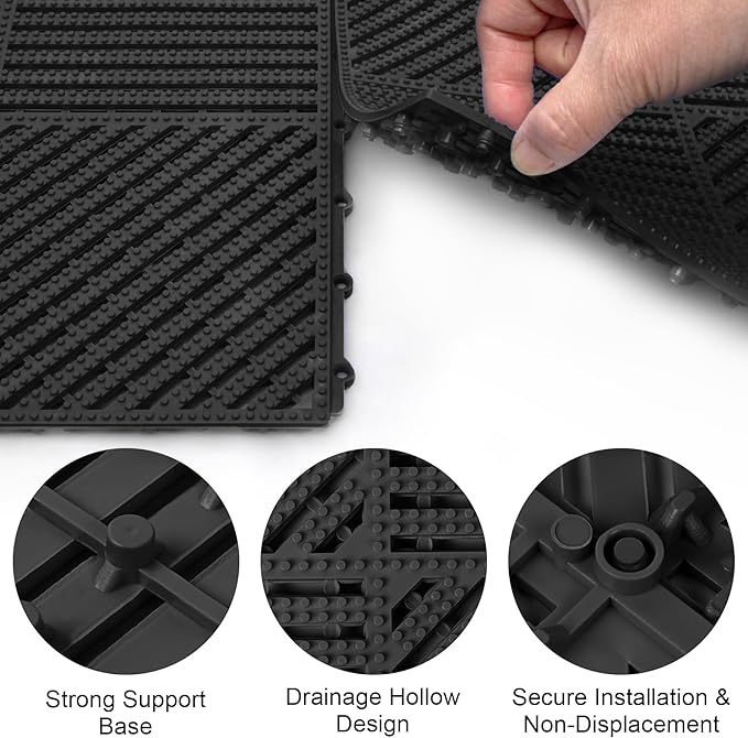 MYFAMIREA Modular Interlocking Cushion 12 Pack 11.8" x 11.8" Rubber Floor Tiles - Image 4