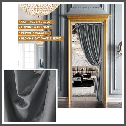 Grey Velvet Blackout Curtains for 48 x 80 Inch Bedroom - Image 5