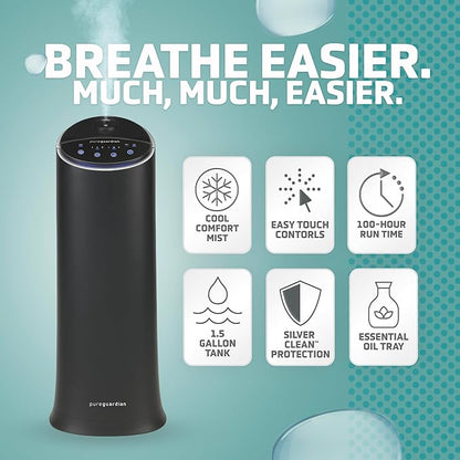 Pure Guardian Ultrasonic Cool Mist Humidifier, 100 Hour Run Time, 1.5 Gallon - Image 2