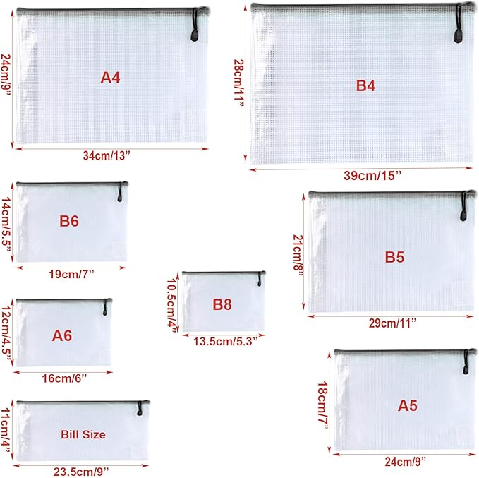 Oaimyy-A4, Mesh Zipper Pouch Document Folders Bag Plastic Zip File Folders - Image 2