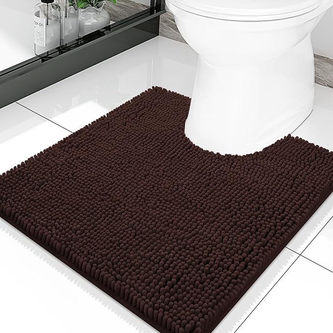 Smiry Luxury Chenille Toilet Rugs U-Shaped 20x20, Soft Absorbent Non-Slip by Smiry