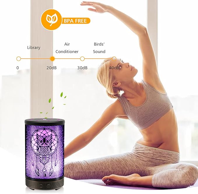 Owl Essential Oil Diffuser, Daroma 100ml Metal Aromatherapy Ultrasonic Cool - Image 5
