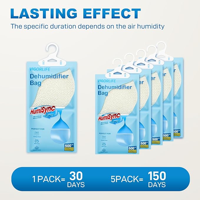 Moisture Absorbers, Hanging Closet Dehumidifier Bags 9.8 OZ, Portable - Image 2