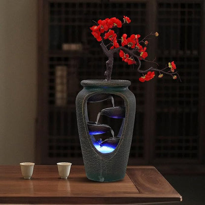 20Inch Tabletop Decorative Flower Vase Style Bonsai Waterfall Fountain - Image 7