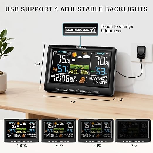 BluSon Weather Station Wireless Indoor Outdoor Thermometer, Color Display - Image 6