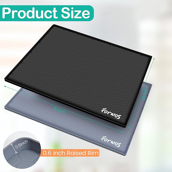 Waterproof Under Sink Mat 31" x 22", Silicone Cabinet Liner, Rubber Protector - Image 2