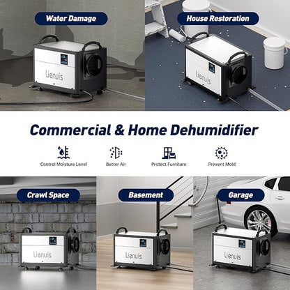 Crawl Space Dehumidifier with Drain Hose, 110 Pint Commercial Dehumidifier - Image 6
