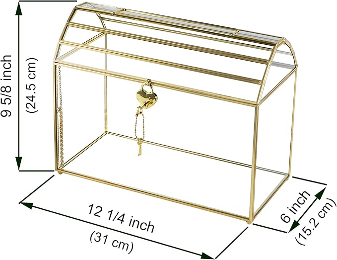 Wedding Card Box with Slot, 12.2'' Large Glass Card Boxes - Image 6