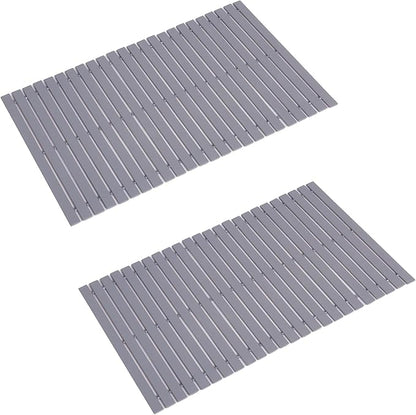 Bath Mat Bathroom Rugs Floor Wood Shower Bathtub Waterproof Non Slip Grey by Fovlaurs