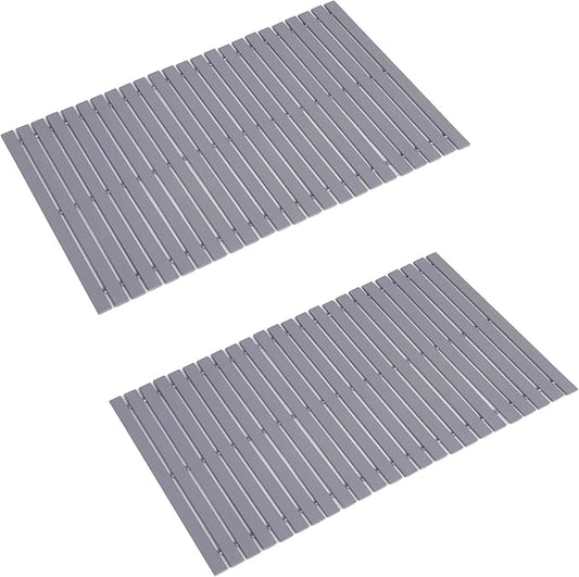 Bath Mat Bathroom Rugs Floor Wood Shower Bathtub Waterproof Non Slip Grey by Fovlaurs