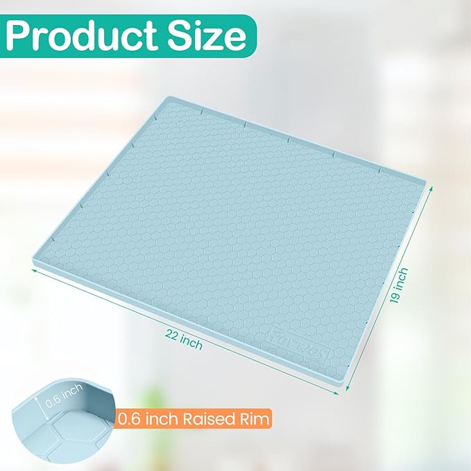 Waterproof Under Sink Mat 22" x 19", Silicone Cabinet Liner, Rubber Protector - Image 2