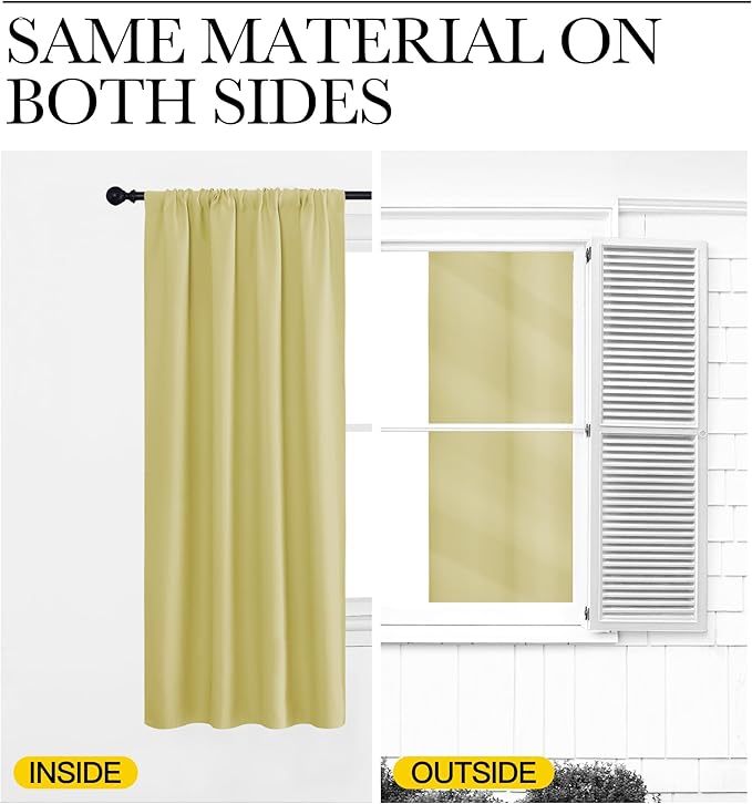 NICETOWN Window Curtains for Bedroom, Paler Yellow, 2 Panels, W42 x L48 -Inch - Image 5