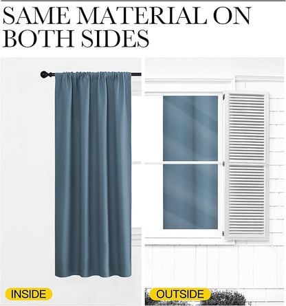 NICETOWN Kitchen Curtains, Short Blackout Drapes, Smoky Blue, 34 in x 45 in - Image 5