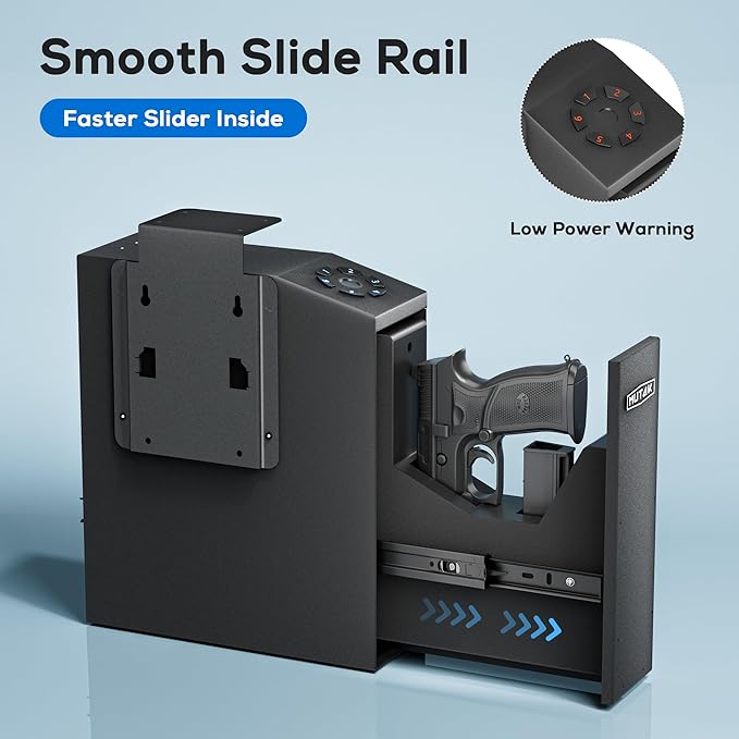Gun Safe for Handgun, Slider Biometric Pistol Safe, 4 Ways Quick Access - Image 5