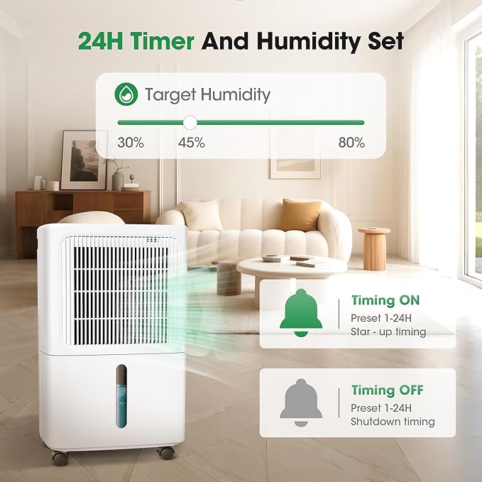 Dehumidifiers for Home with Drain Hose, 55 OZ Water Tank, 2500 Sq.Ft 35 Pints - Image 8