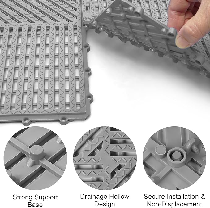 MYFAMIREA Modular Interlocking Cushion 12 Pack 11.8" x 11.8" Rubber Floor Tiles - Image 4