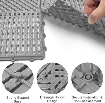 MYFAMIREA Modular Interlocking Cushion 12 Pack 11.8" x 11.8" Rubber Floor Tiles - Image 4
