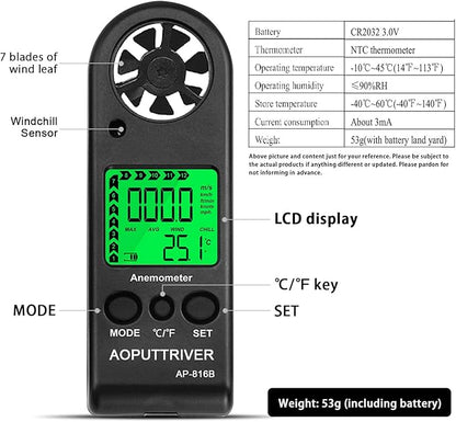 Anemometer Handheld Wind Speed Meter - Image 2