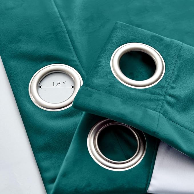 ChadMade Extra Wide Blackout Lined Premium Velvet Curtain Everlade Teal - Image 4