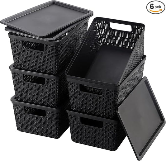 6 Pack Plastic Storage Baskets by WRRLORS