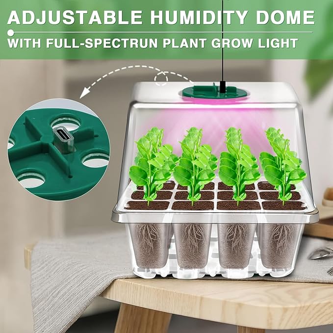 YAUNGEL Seed Starter Tray with Grow Light, 4 Pack Seed Starter Kit with Timing - Image 6