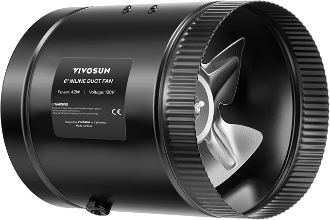 VIVOSUN Inline Booster Duct Fan 6” 240 CFM, HVAC Exhaust Ventilation Fan by VIVOSUN