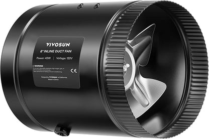 VIVOSUN Inline Booster Duct Fan 6” 240 CFM, HVAC Exhaust Ventilation Fan by VIVOSUN