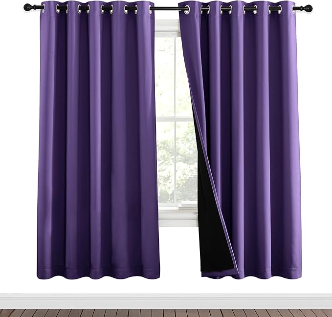 NICETOWN Lilac Purple Full Shade Curtain Panels, Pair of Energy Smart & Noise by NICETOWN