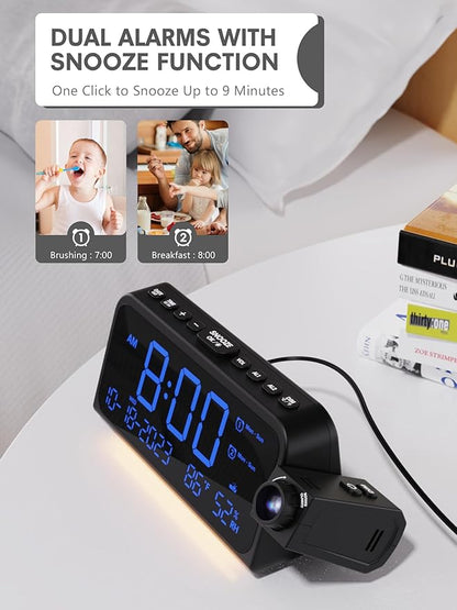 Mesqool Projection Alarm Clock for Bedroom Ceiling, Digital Clock Projector - Image 6