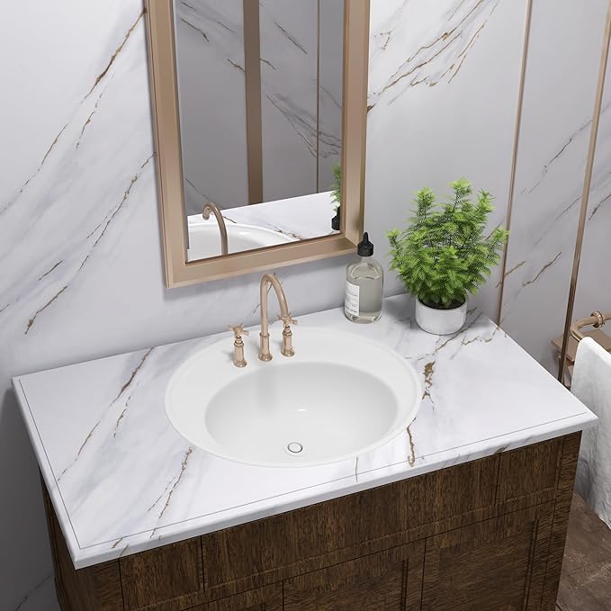 48"x354.3" Extra Wide White and Gold Wallpaper Peel and Stick Marble Contact - Image 8