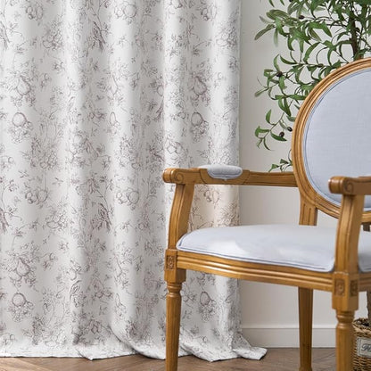 jinchan 95% Blackout Floral Curtains 63 Inch Length, Printed Flower Taupe - Image 8