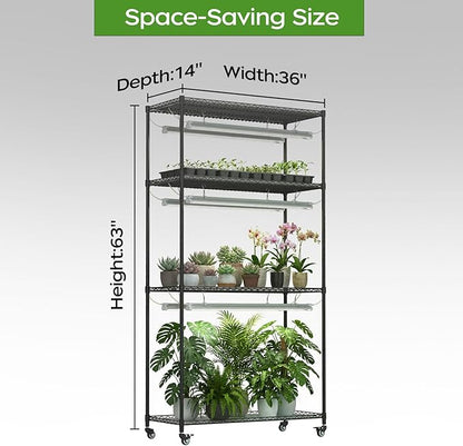 Plant Stand with Grow Lights, 4-Tier Plant Shelf, 6 Sets 3-Color LED Grow Light - Image 2