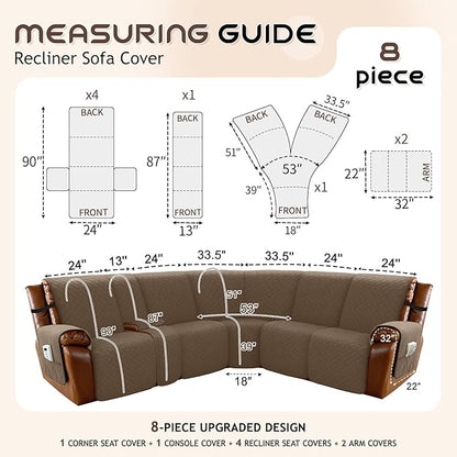Arfntevss Waterproof Recliner Sectional Couch Covers - Image 5