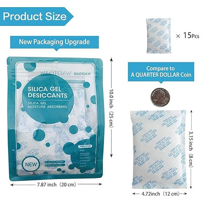Silica Gel Packets – 50 Gram 25 Packs Desiccant Bags, Moisture Absorbers - Image 3