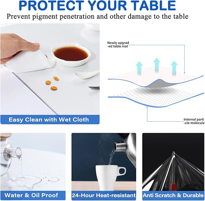 Clear Plastic Dining Table Protector Tablecloth Desk Pad Mat Wooden Furniture - Image 3